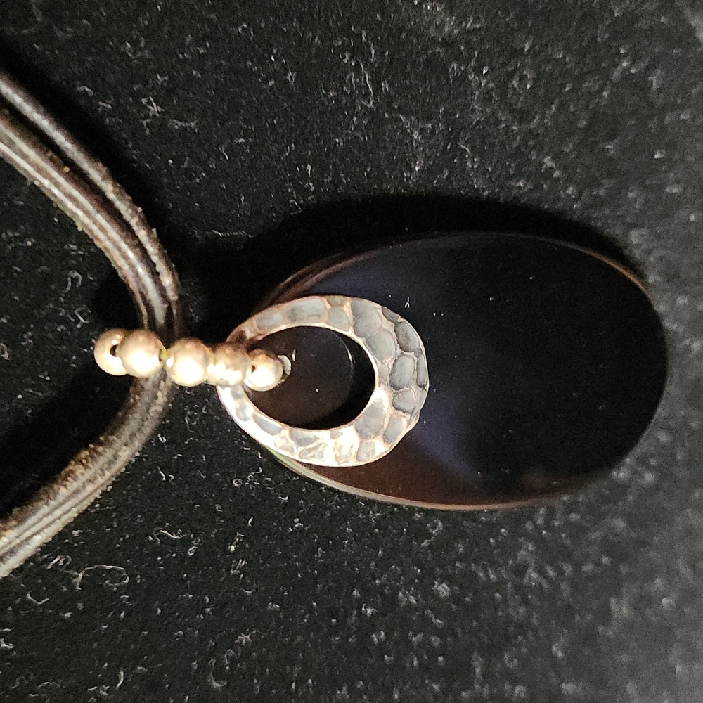 Silpada Onyx Leather Sterling Silver Accents - Picture 5 of 6
